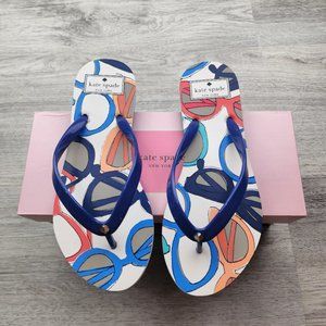 Kate Spade Feldon Flip Flops Blazer Blue Multicolor Rubber Sunglasses Size 10B